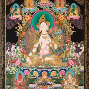 Hand-Painted White Tara Thangka