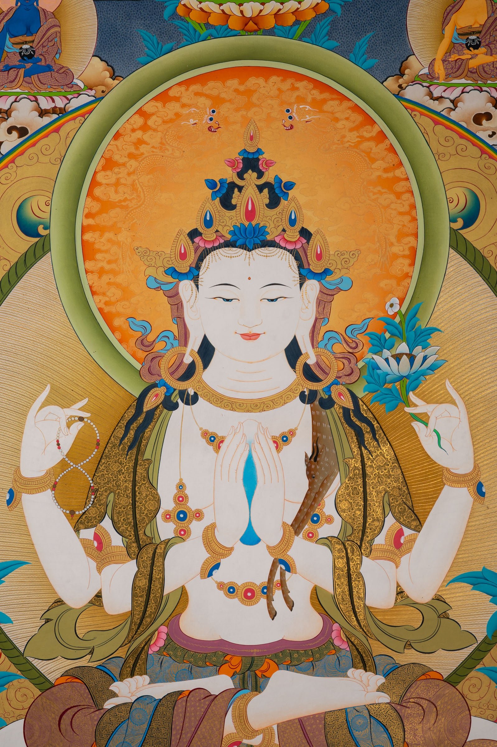 Hand-Painted Chenrezig Thangka - Image 4