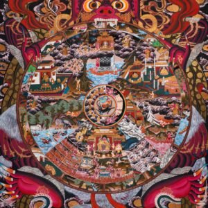 Tibetan Wheel of Life Thangka - Bhavachakra Artwork