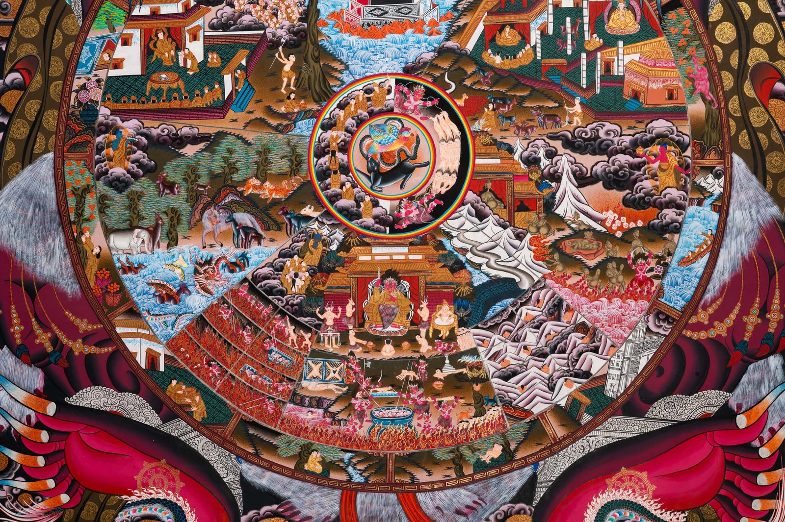 Tibetan Wheel of Life Thangka - Bhavachakra Artwork - Image 6