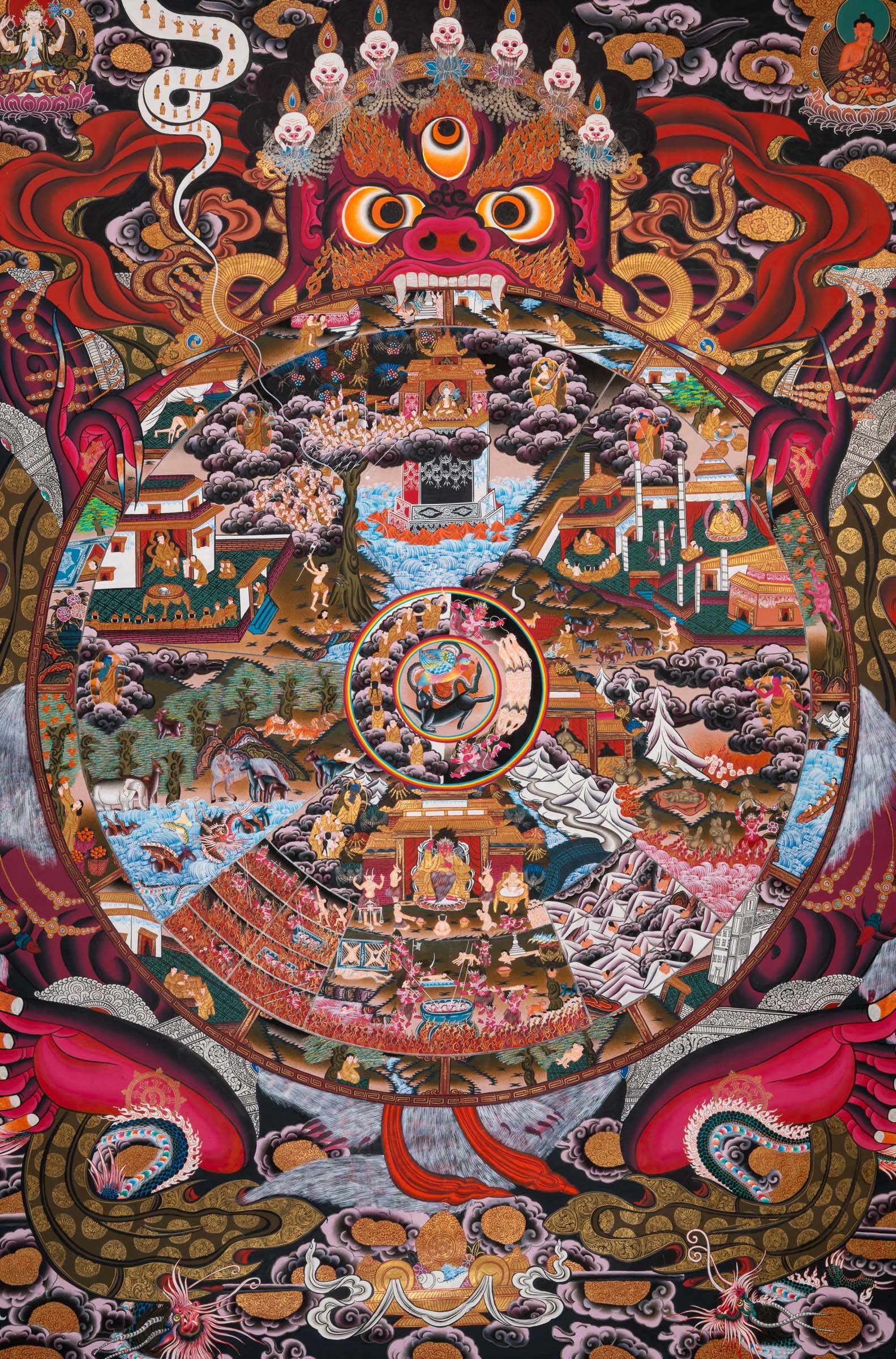 Tibetan Wheel of Life Thangka - Bhavachakra Artwork - Image 3