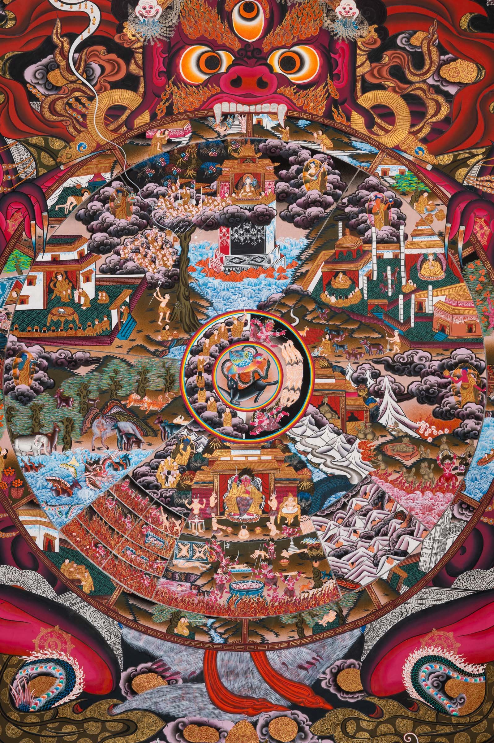 Tibetan Wheel of Life Thangka - Bhavachakra Artwork - Image 4