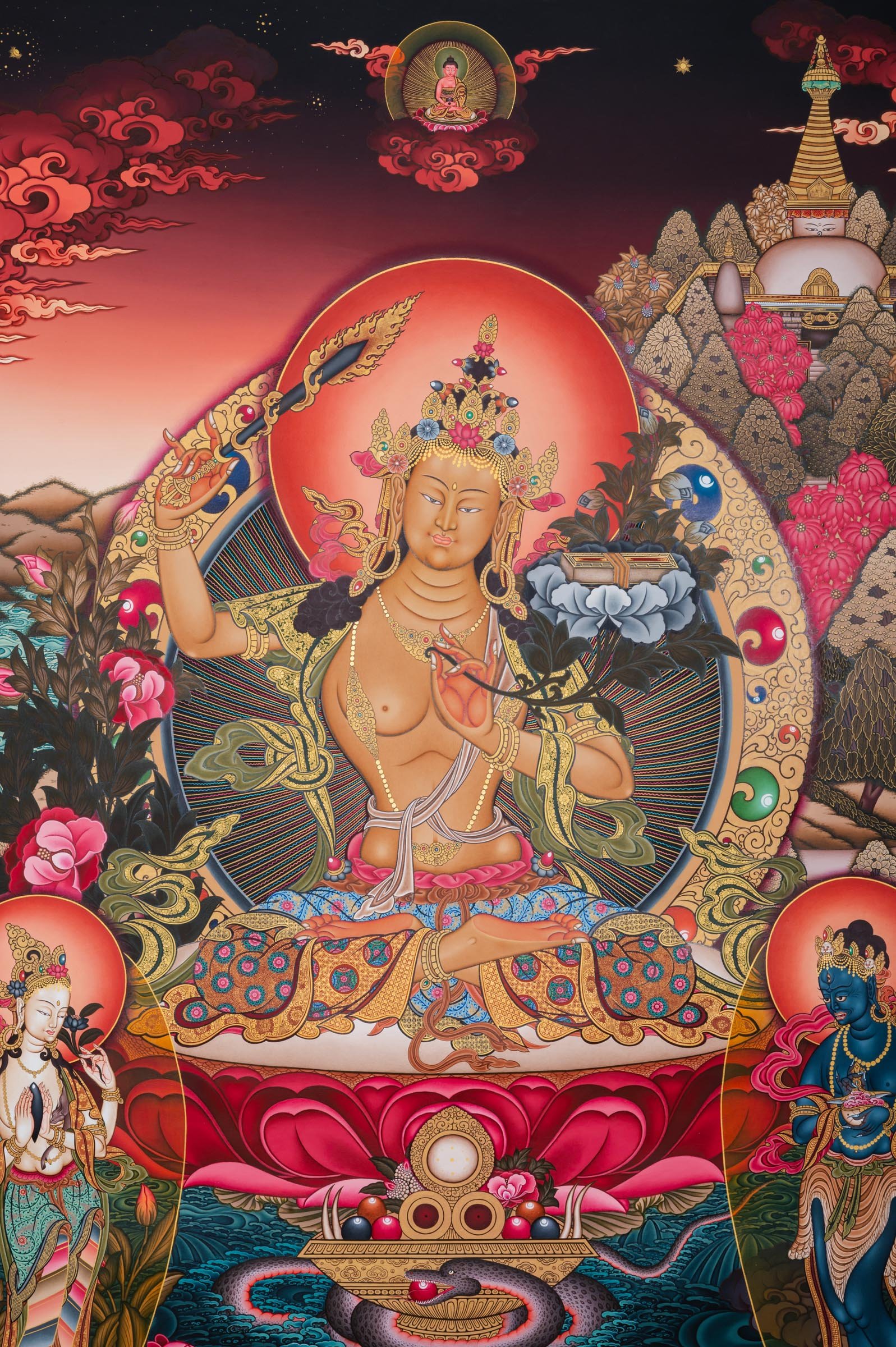 Manjushri Thangka - Bodhisattva of Wisdom - Image 3
