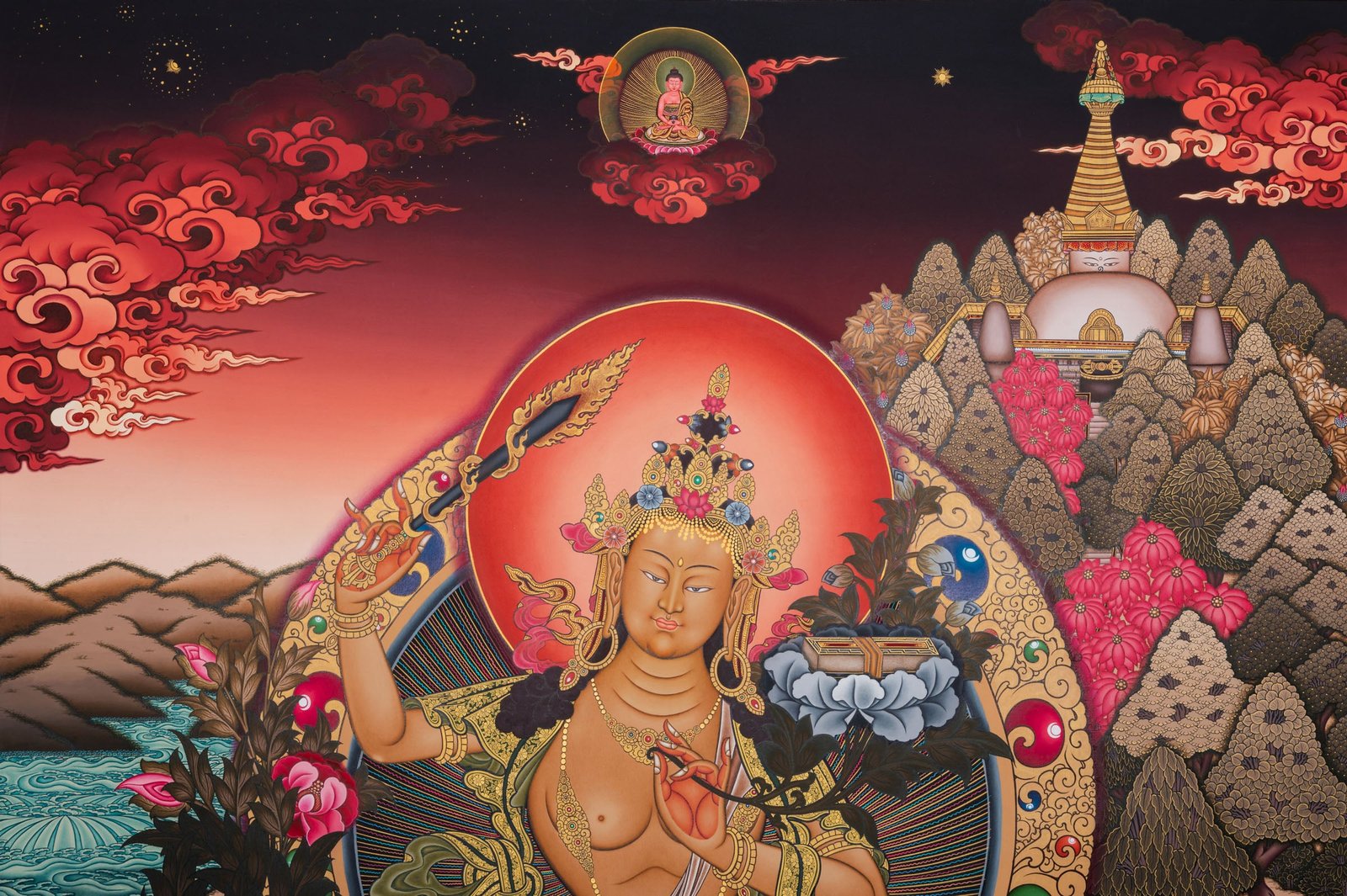 Manjushri Thangka - Bodhisattva of Wisdom - Image 4