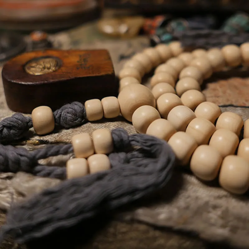 Mythstone 108 Mala Beads Abelia Biflora Wood Warding Off Evil Spirits Wrist Mala - Image 4