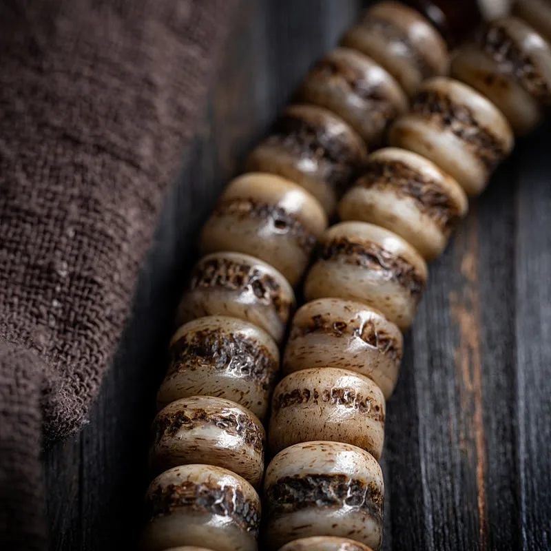 MythStone Tibetan 108 Mala Beads Yak Bone Dzi Bead The Lord of the Corpse Forest Strength Bracelet - Image 18