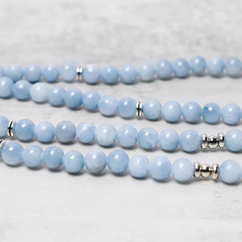 Mythstone 108 Mala Beads Aquamarine Healing Bracelet - Image 4