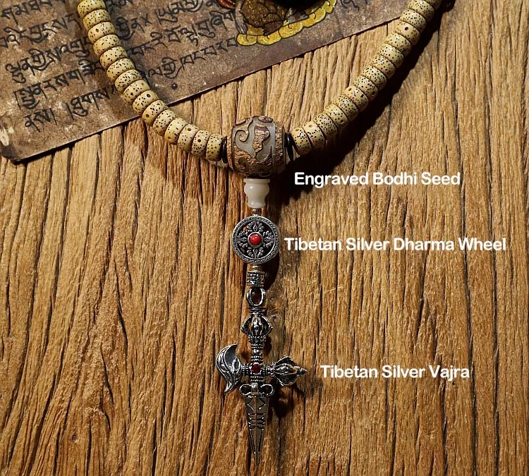Mythstone Tibet 108 Mala Beads Bodhi Seed Cross Vajra Dharma Wheel PiXiu Wealth Bracelet - Image 5