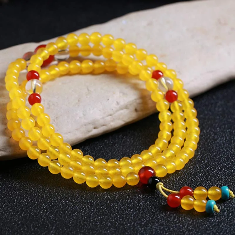 Mythstone 108 Mala Beads Yellow Chalcedony Harmony Bracelet - Image 3