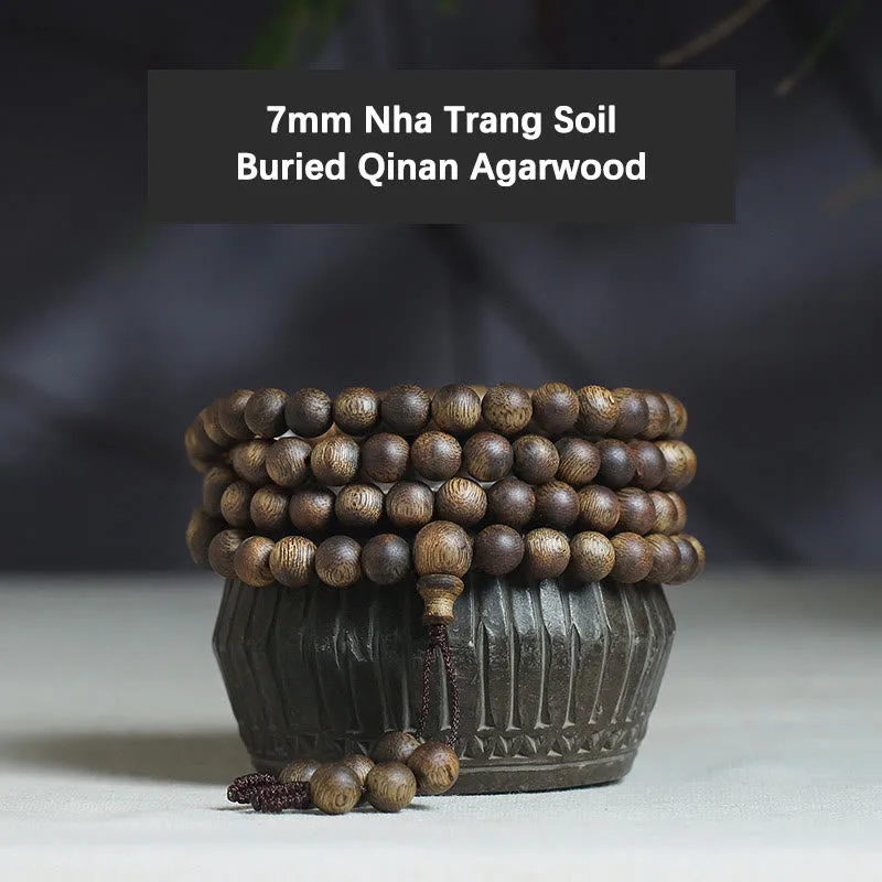 MythStone 108 Mala Beads Nha Trang Soil Buried Qinan Agarwood Balance Strength Bracelet - Image 8