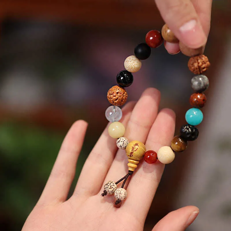 MythStone Bodhi Seed Agate Wisdom Harmony Wrist Mala Bracelet - Image 4