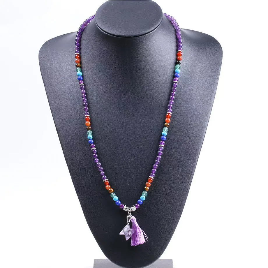 Mythstone 108 Mala Beads Rhodonite Blue Crystal Lazulite Healing Bracelet - Image 8