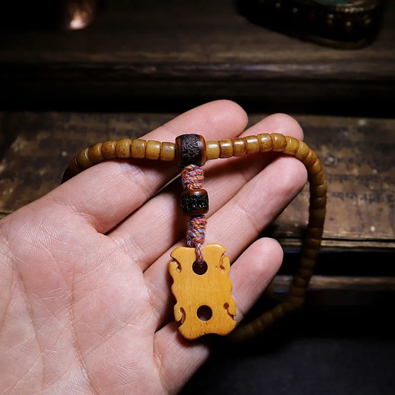 Mythstone Tibet 108 Mala Beads Yak Bone Amber Balance Bracelet - Image 19