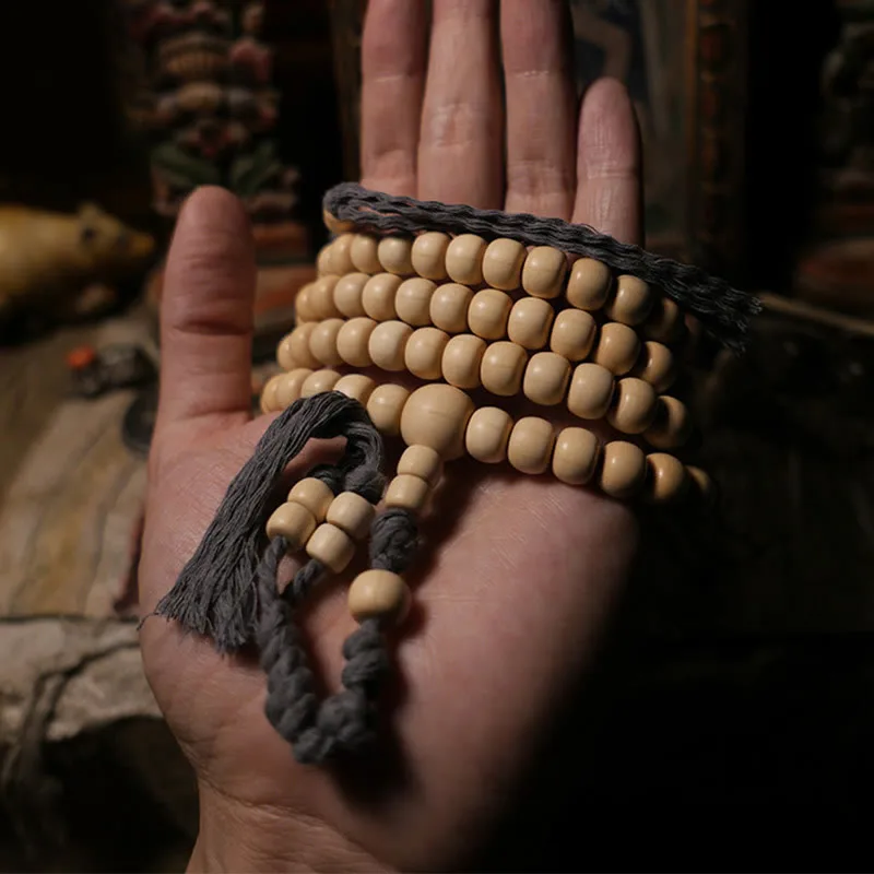 Mythstone 108 Mala Beads Abelia Biflora Wood Warding Off Evil Spirits Wrist Mala - Image 10