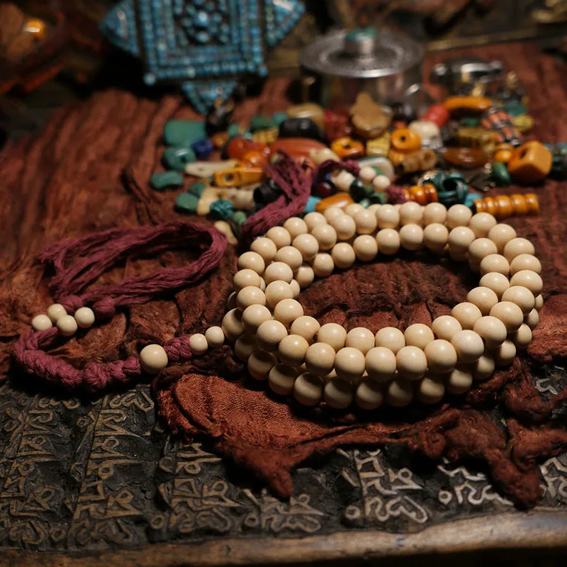 Mythstone 108 Mala Beads Abelia Biflora Wood Warding Off Evil Spirits Wrist Mala - Image 13