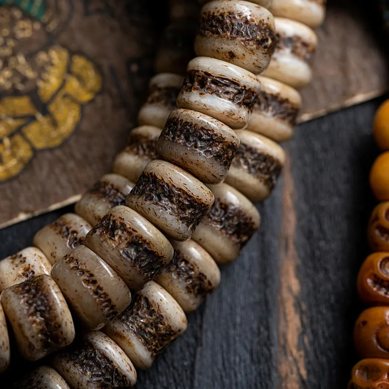 MythStone Tibetan 108 Mala Beads Yak Bone Dzi Bead The Lord of the Corpse Forest Strength Bracelet - Image 5
