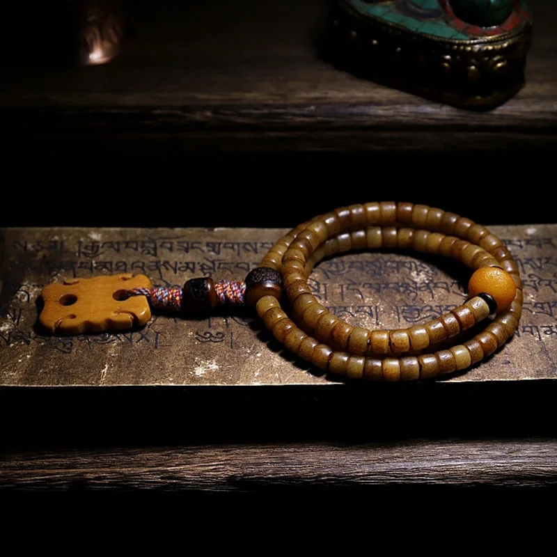 Mythstone Tibet 108 Mala Beads Yak Bone Amber Balance Bracelet - Image 24