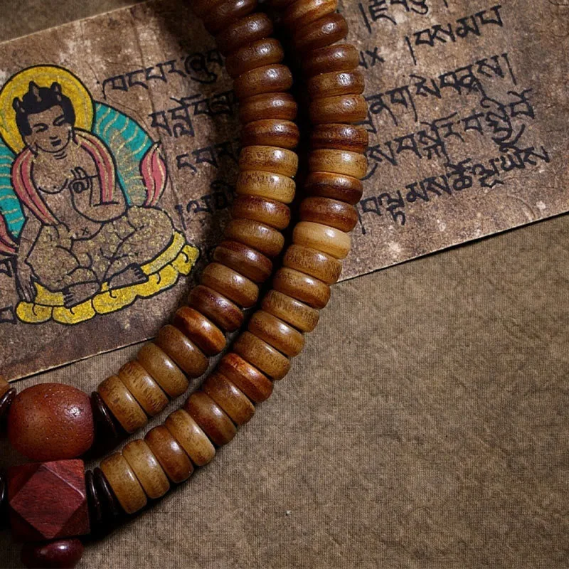 MythStone Tibetan 108 Mala Beads Yak Bone Dzi Bead PiXiu Nine Palaces Eight Diagrams Balance Bracelet - Image 3