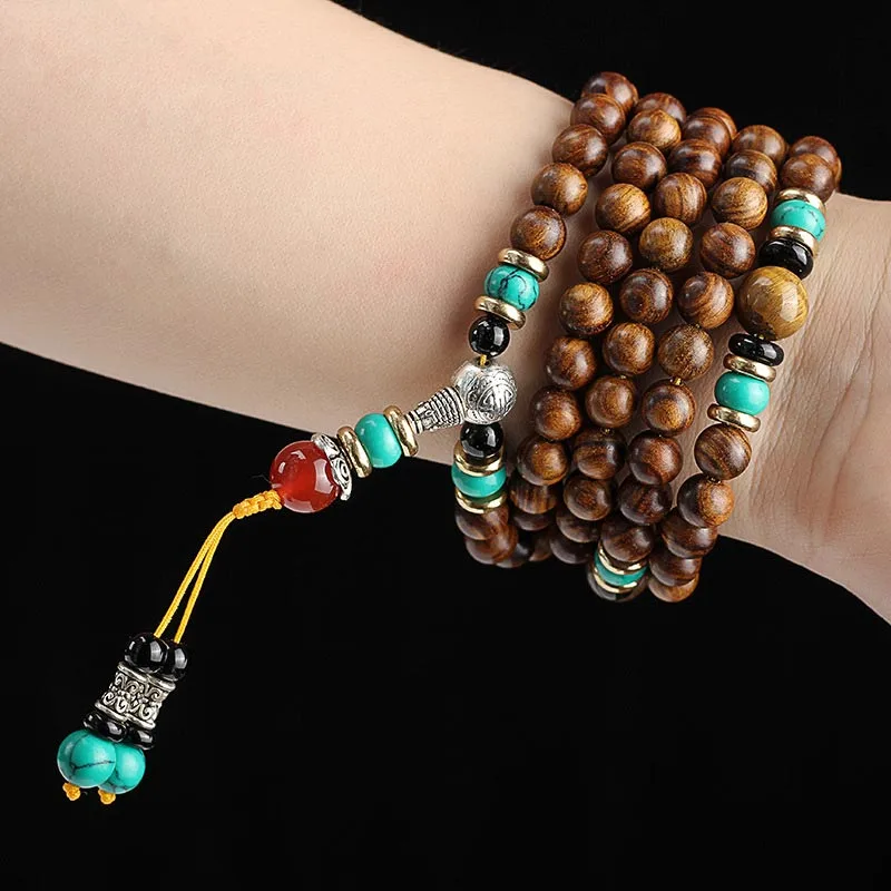 Mythstone 108 Beads Rosewood Tiger Eye Mala Healing Bracelet - Image 5