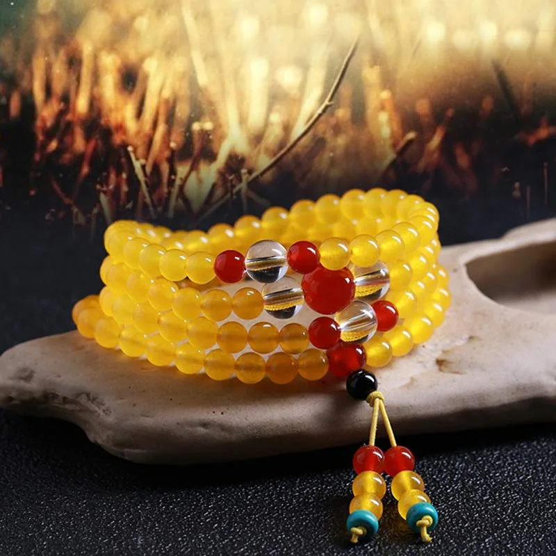 Mythstone 108 Mala Beads Yellow Chalcedony Harmony Bracelet - Image 5