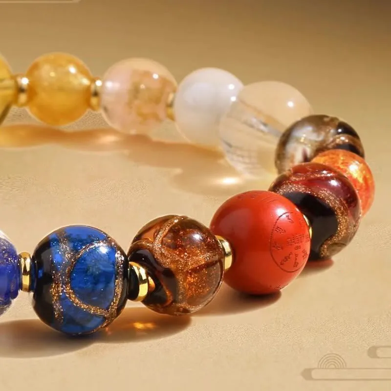 Mythstone Tibetan Colorful Incense Ash Liuli Glass Bead Om Mani Padme Hum Dorje Vajra 18 Beads Wrist Mala - Image 12