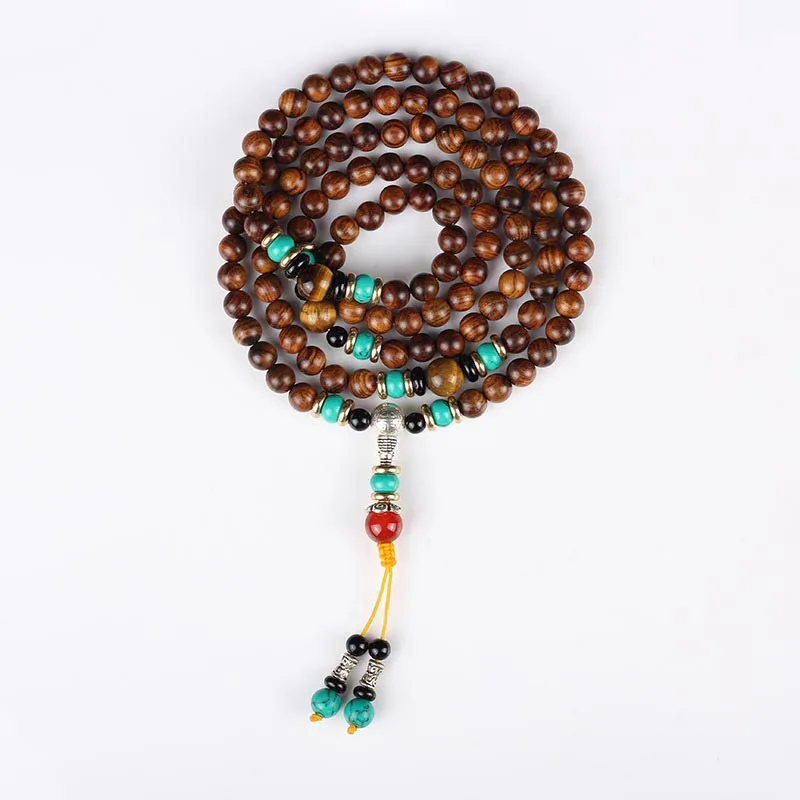 Mythstone 108 Beads Rosewood Tiger Eye Mala Healing Bracelet - Image 3