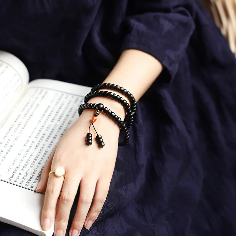 Mythstone 108 Mala Beads Agarwood Jade Strength Calm Bracelet - Image 3