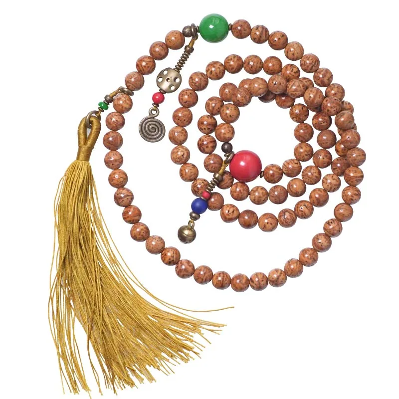 Mythstone 108 Mala Beads Bodhi Seed Wisdom Peace Tassel Bracelet - Image 11