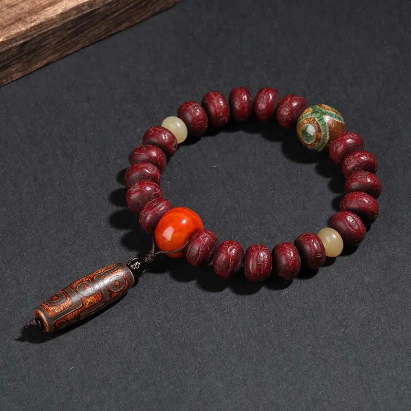 Mythstone Tibet Bodhi Seed Dzi Bead Dancing Lion Luck Bracelet Wrist Mala - Image 2
