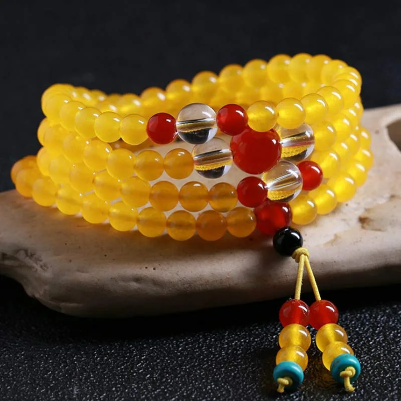 Mythstone 108 Mala Beads Yellow Chalcedony Harmony Bracelet - Image 2