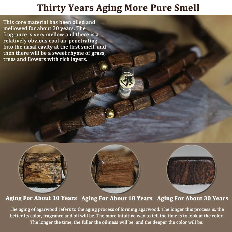 Tarakan Rare Agarwood 925 Sterling Silver Chinese Zodiac 999 Pure Gold Beads Ward Off Evil Spirits Bracelet - Image 13