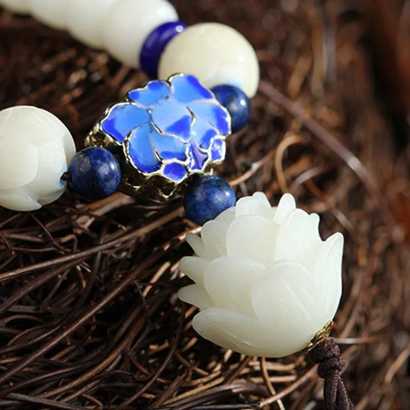 Mythstone White Bodhi Lotus Mala Focus Bracelet - Image 6