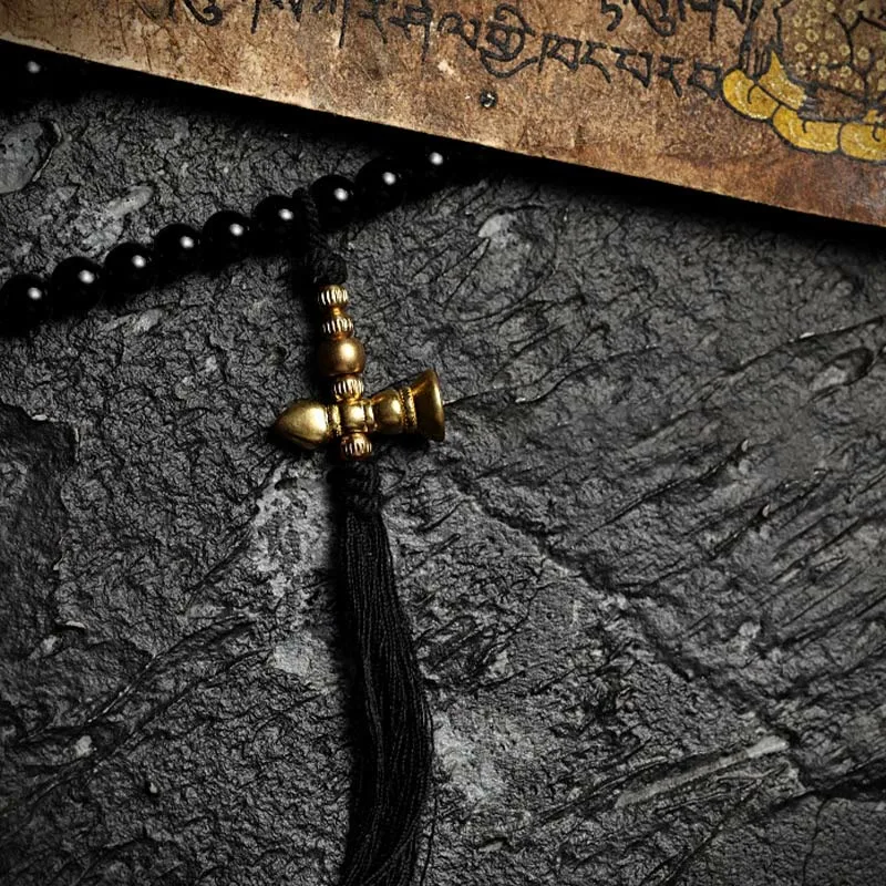 Mythstone Tibetan 108 Mala Beads Black Onyx Tiger Eye Beads Nine Palaces Bagua Protection Bracelet - Image 8