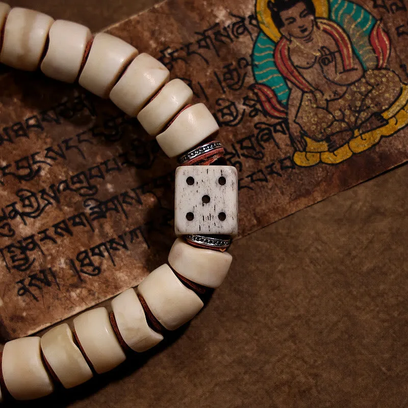 Mythstone Tibetan Natural Yak Bone The Lord Of The Corpse Forest Dice Chinese Zodiac Nine Palaces Eight Diagrams Strength Wrist Mala - Image 3