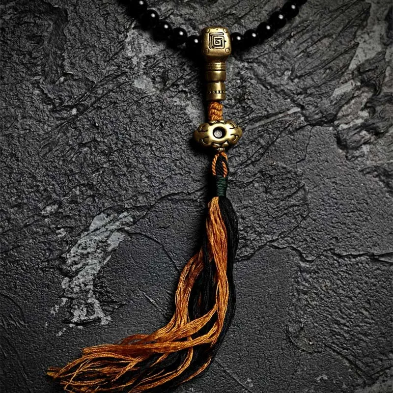 Mythstone Tibetan 108 Mala Beads Black Onyx Tiger Eye Beads Nine Palaces Bagua Protection Bracelet - Image 2