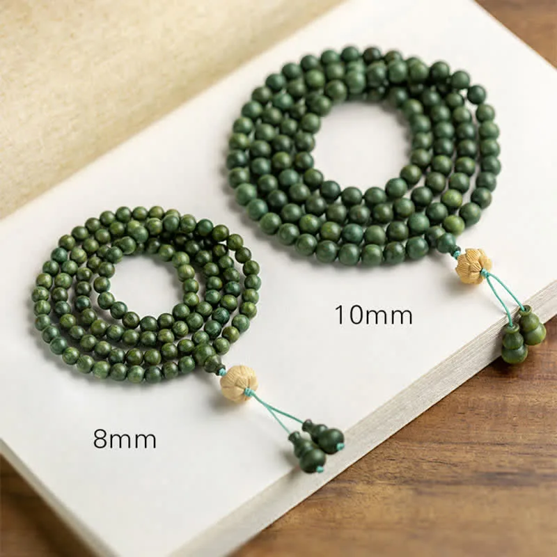 Mythstone 108 Mala Beads Green Sandalwood Boxwood Lotus Positive Bracelet - Image 21