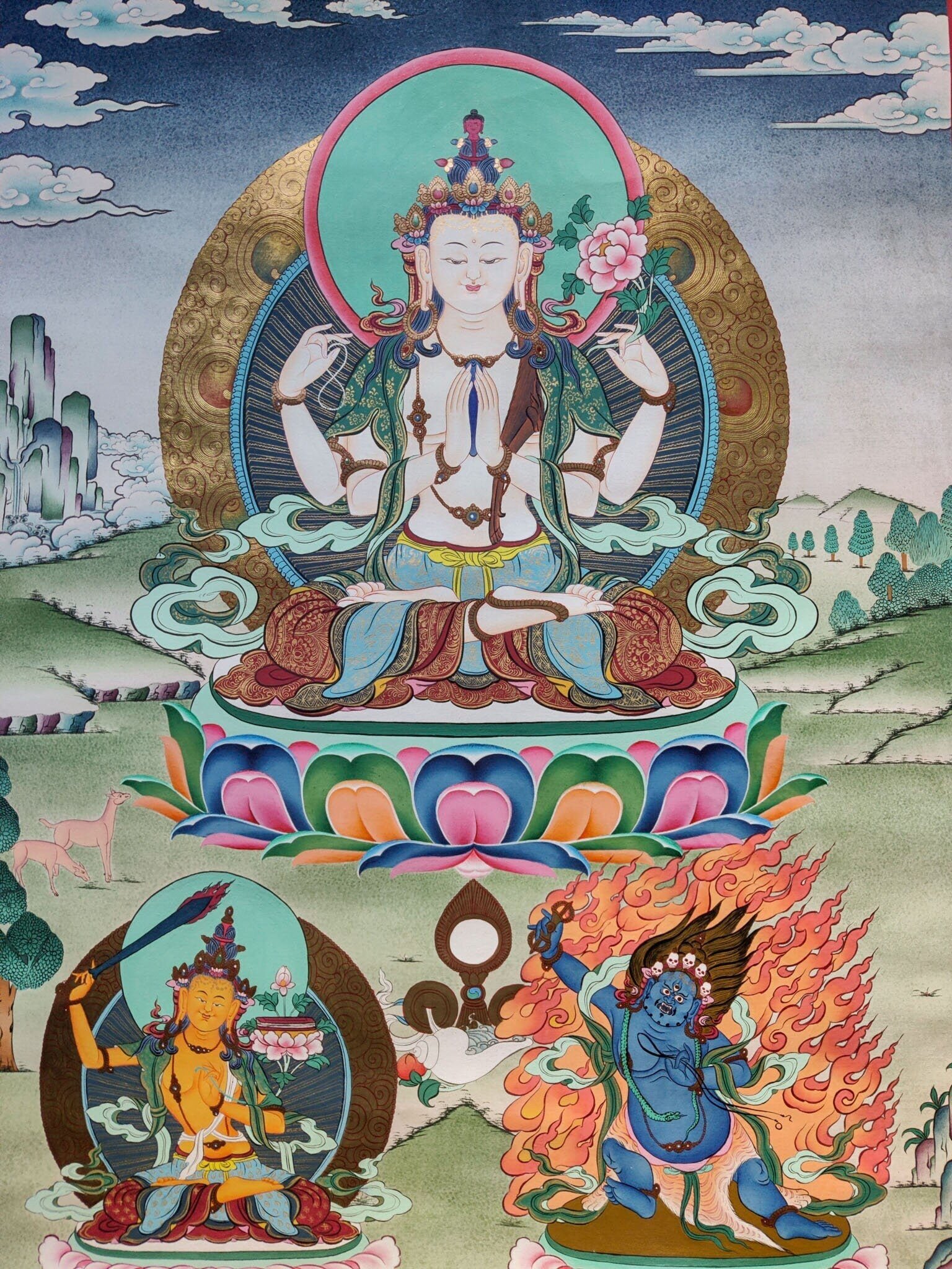 4 arm Avalokiteshvara Paintings - Image 3