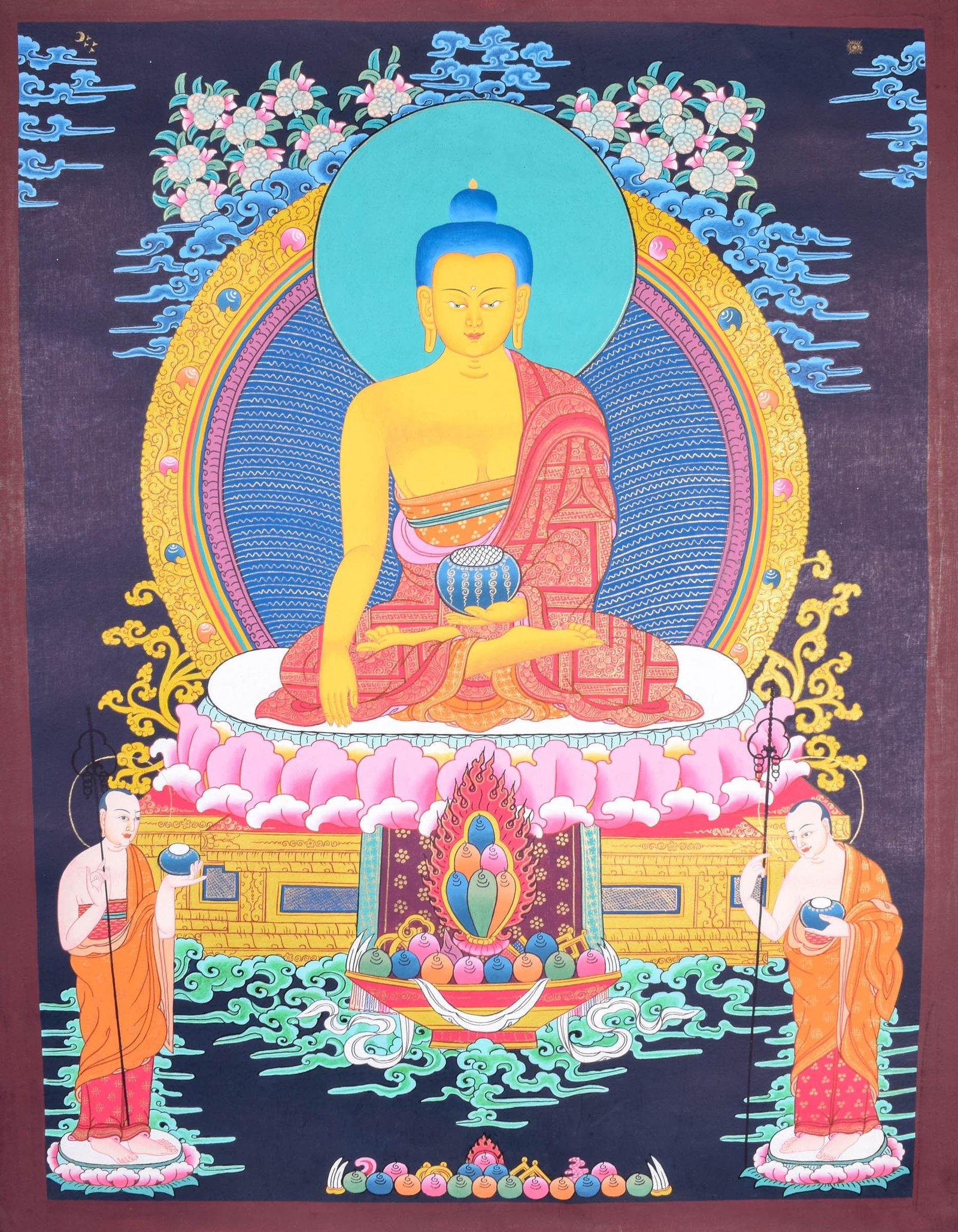 Tibetan Thangka painting of Shakyamuni Buddha