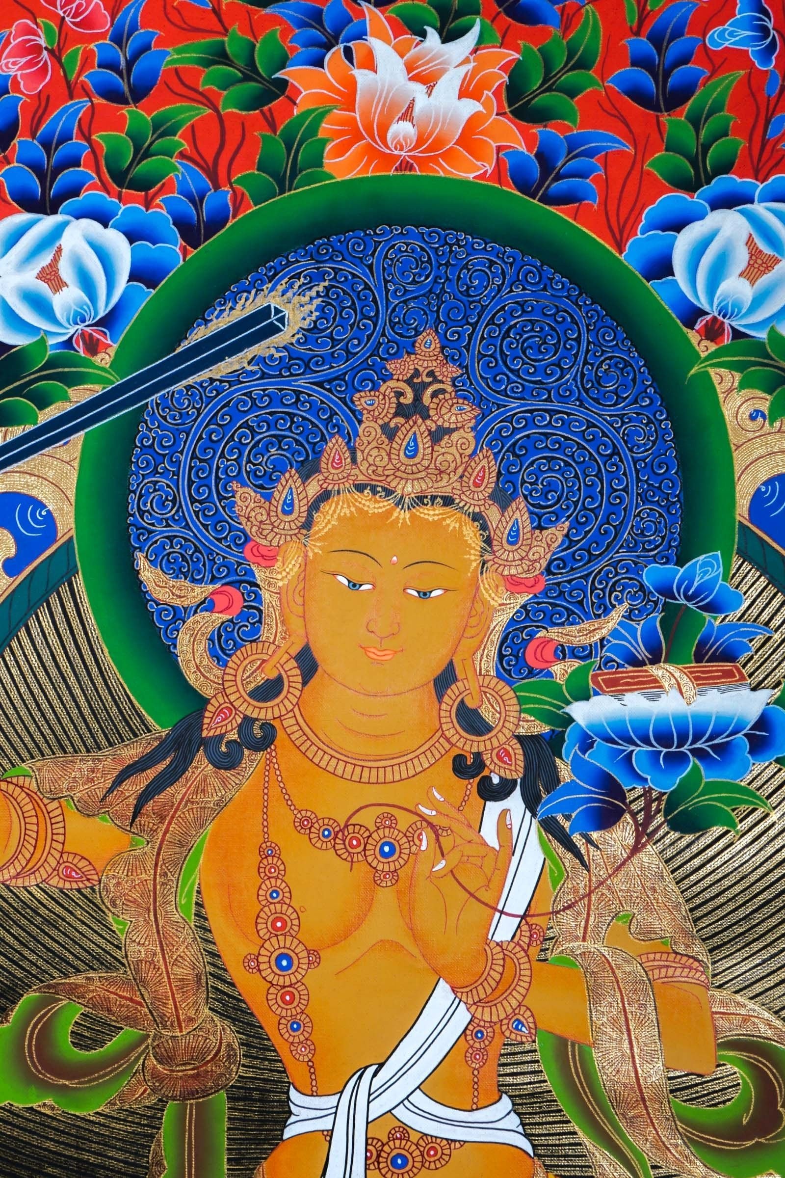 Sword of Wisdom - Manjushri Thangka Painting - Image 3
