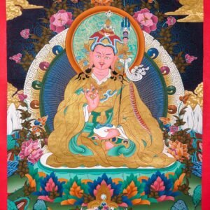 Guru Rinpoche on a lotus flower wall art - Thangka Painting