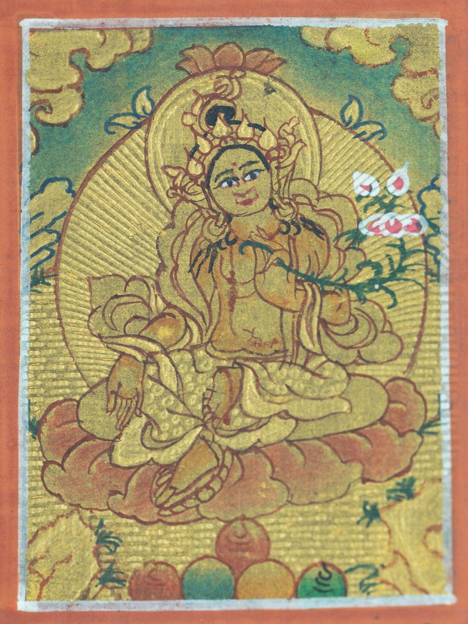 Green Tara ( Deity of Compassion ) Ghau Thangka - Image 2