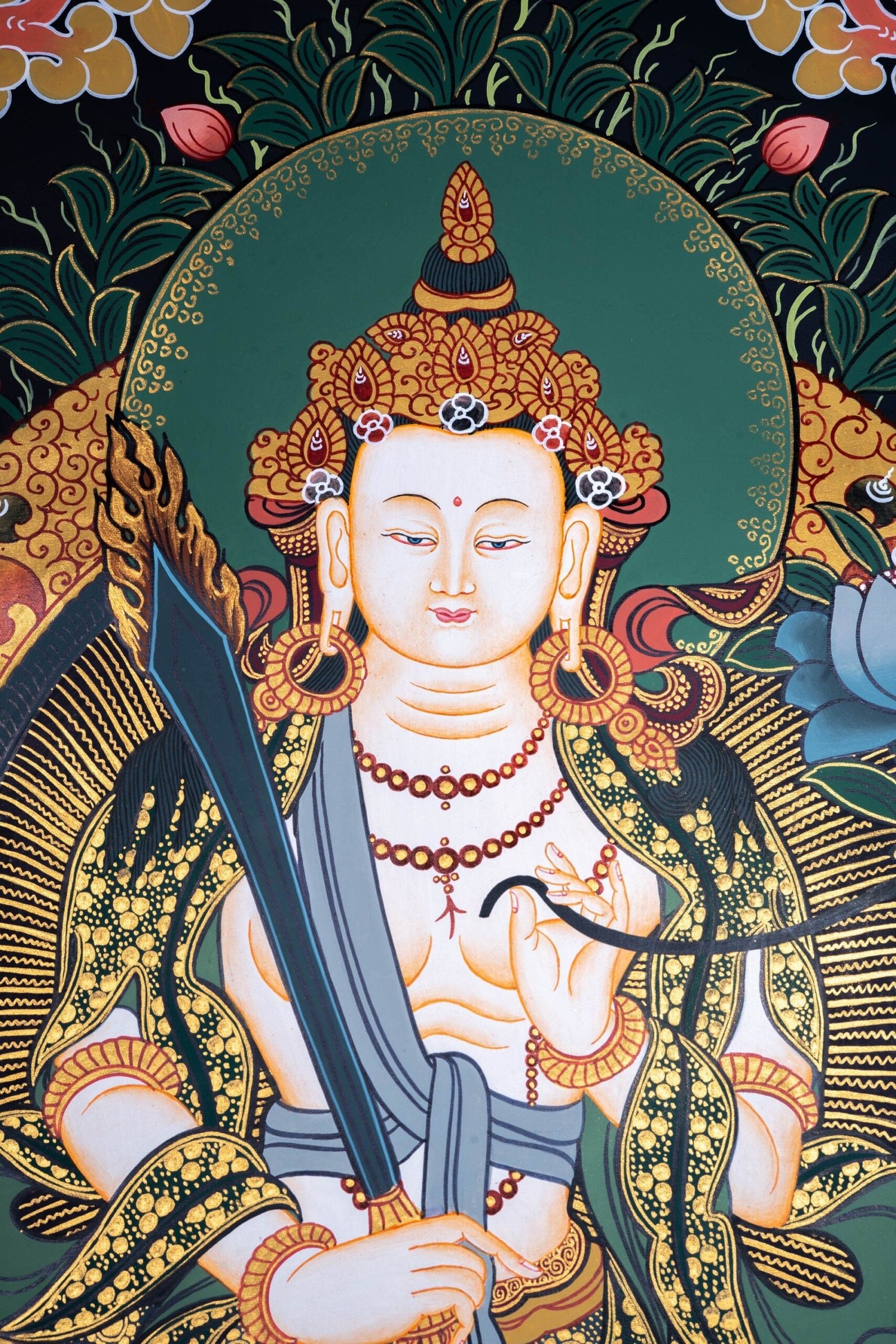 Fine Quality White Manjushri Thangka - Image 2