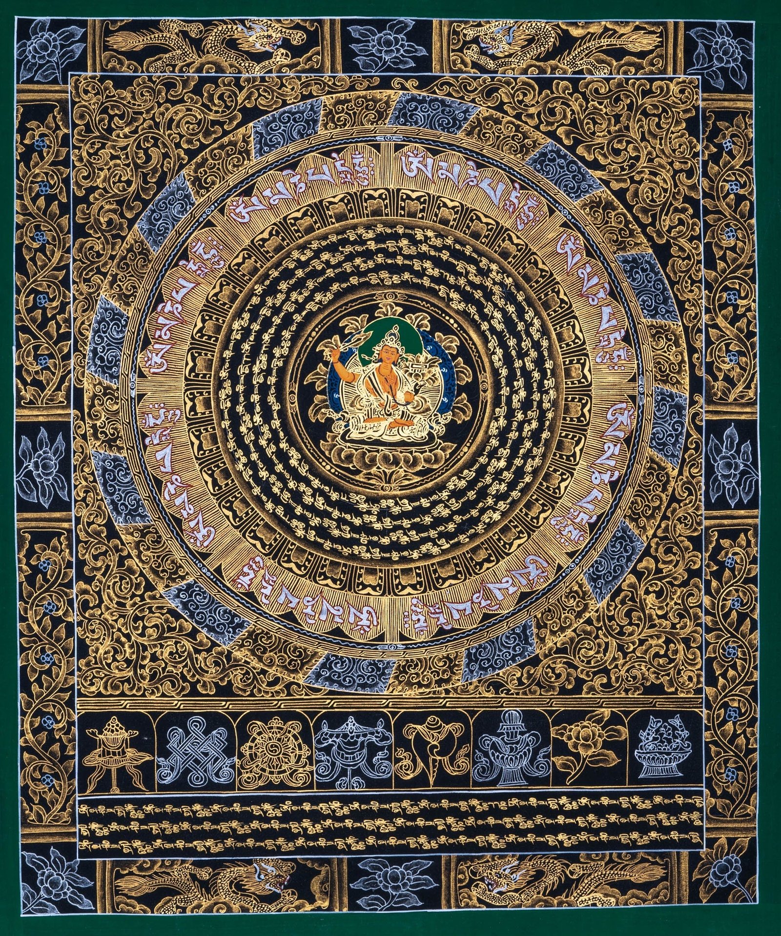 Om Mantra Mandala with Manjushri Thangka Painting