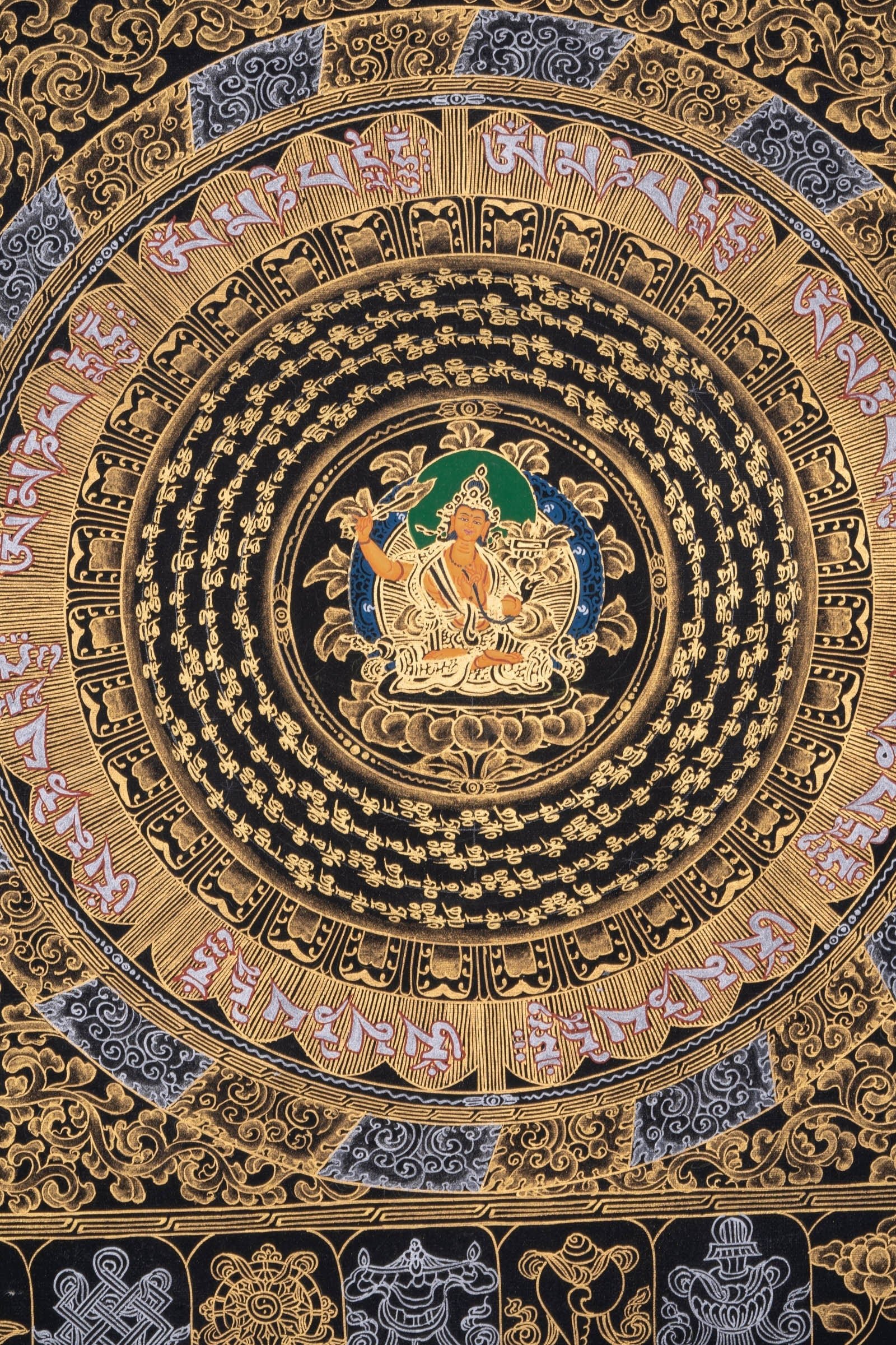 Om Mantra Mandala with Manjushri Thangka Painting - Image 2