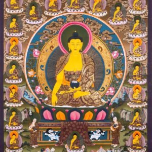 Thangka Painting of Shakyamuni Buddha with 35 Buddhas