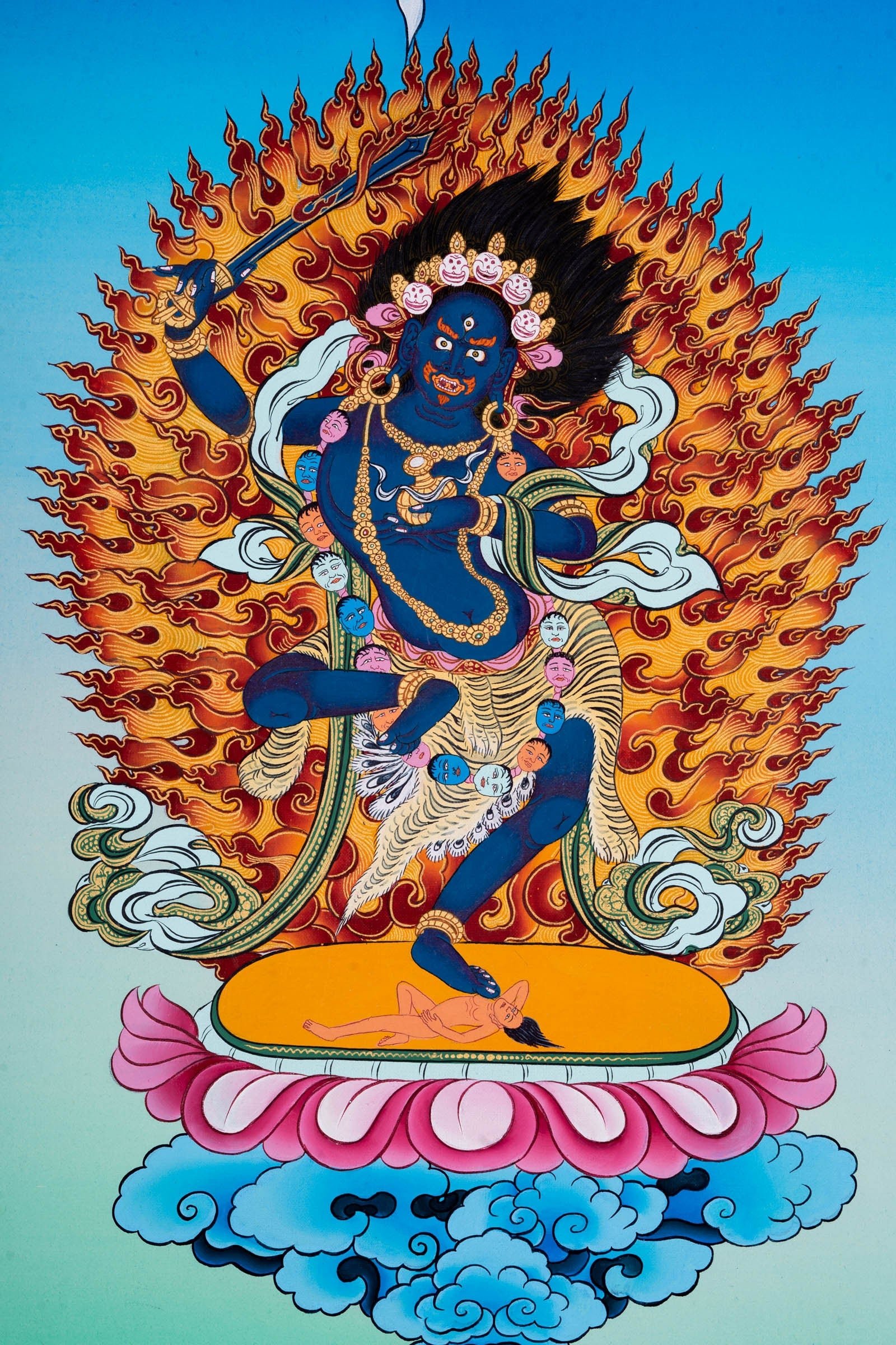 Genuine Hand Art Black Manjushri Thangka Painting - Image 5