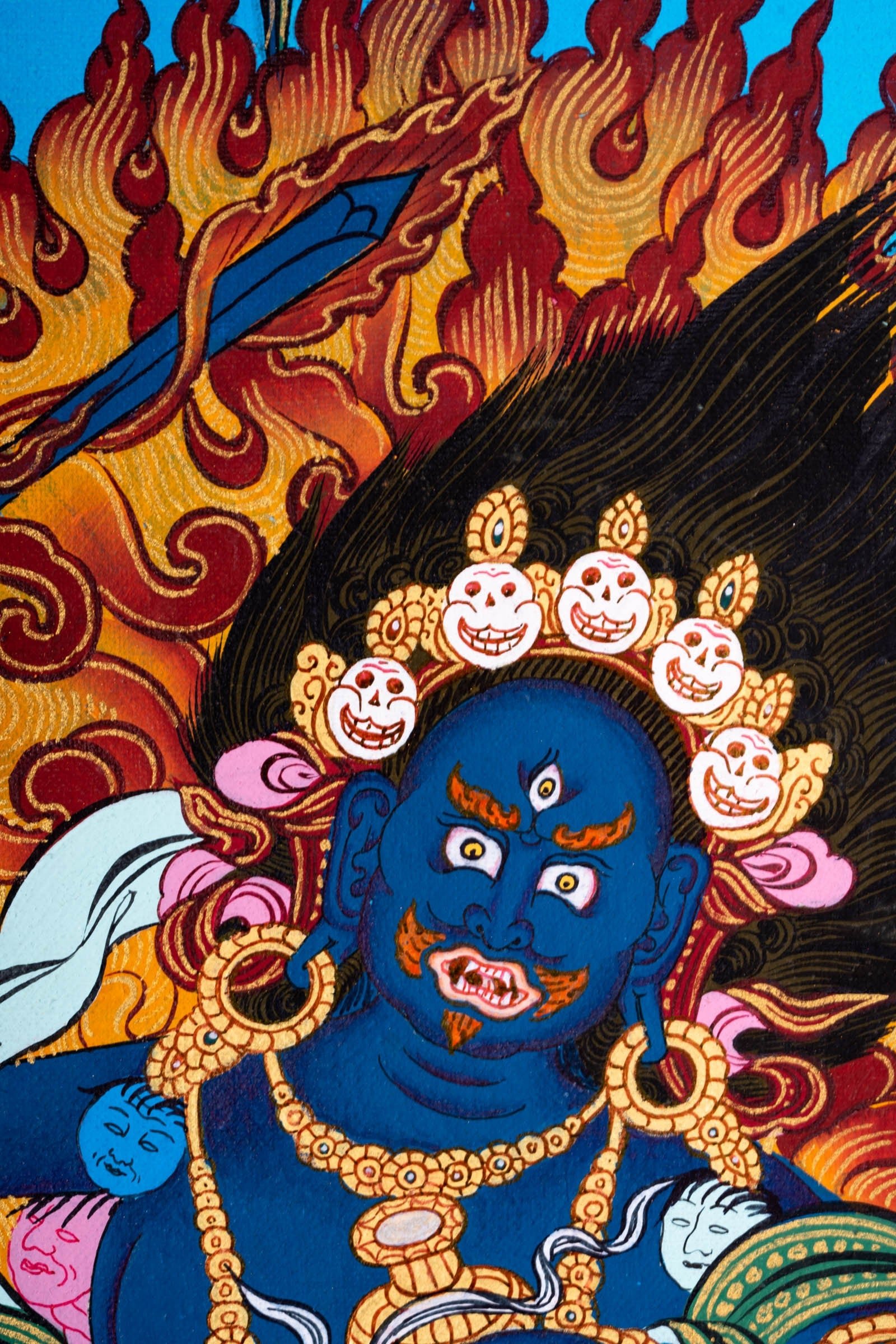 Genuine Hand Art Black Manjushri Thangka Painting - Image 3
