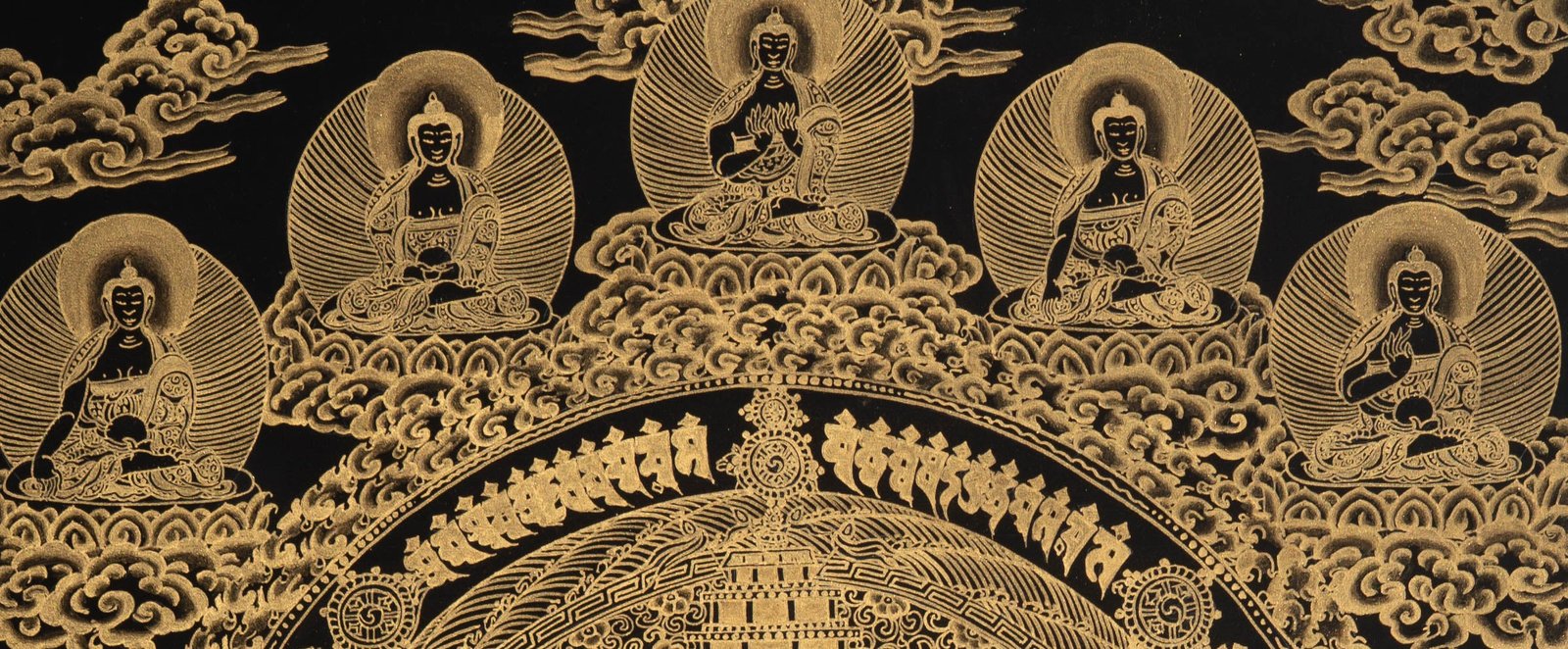 Kalachakra Mandala Thangka with 5 Wisdom Buddha - Image 3